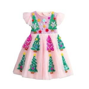 Mini Taylor Toddler Girl Fun Christmas Tree Party‎ Pink Tulle Dress Size 2-3